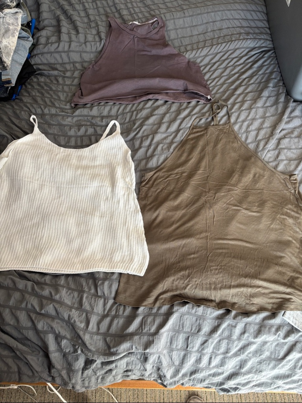 Amazon Women’s Tank Top Trio — Cream, Olive Brown, Mauve